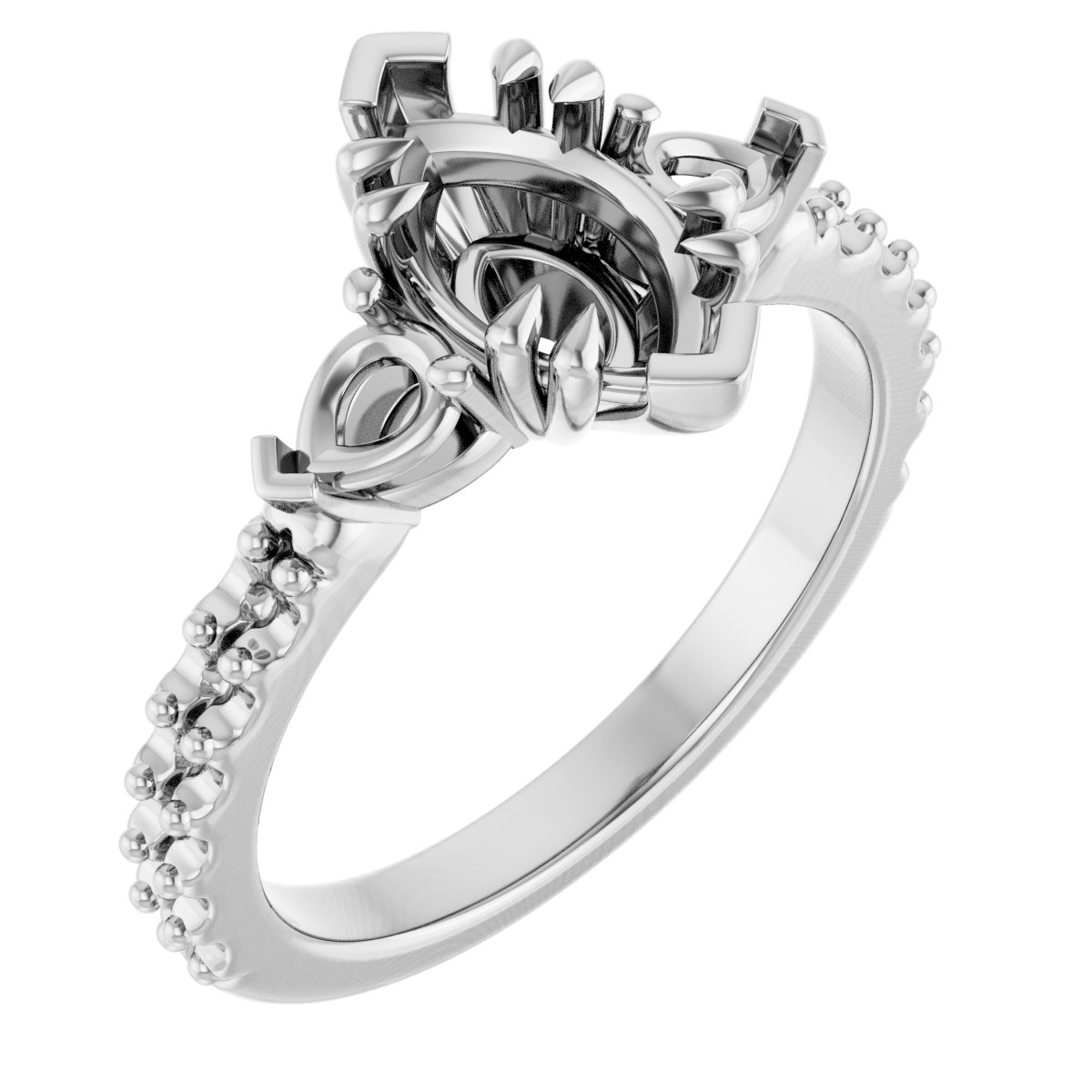 Double Claw-Prong Three-Stone Engagement Ring