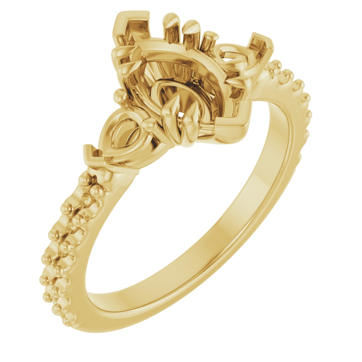 Double Claw-Prong Three-Stone Engagement Ring