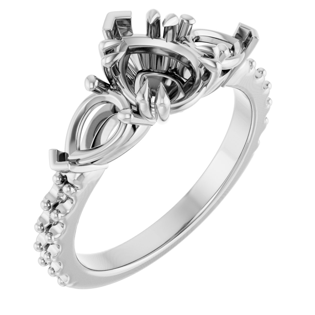 Double Claw-Prong Three-Stone Engagement Ring