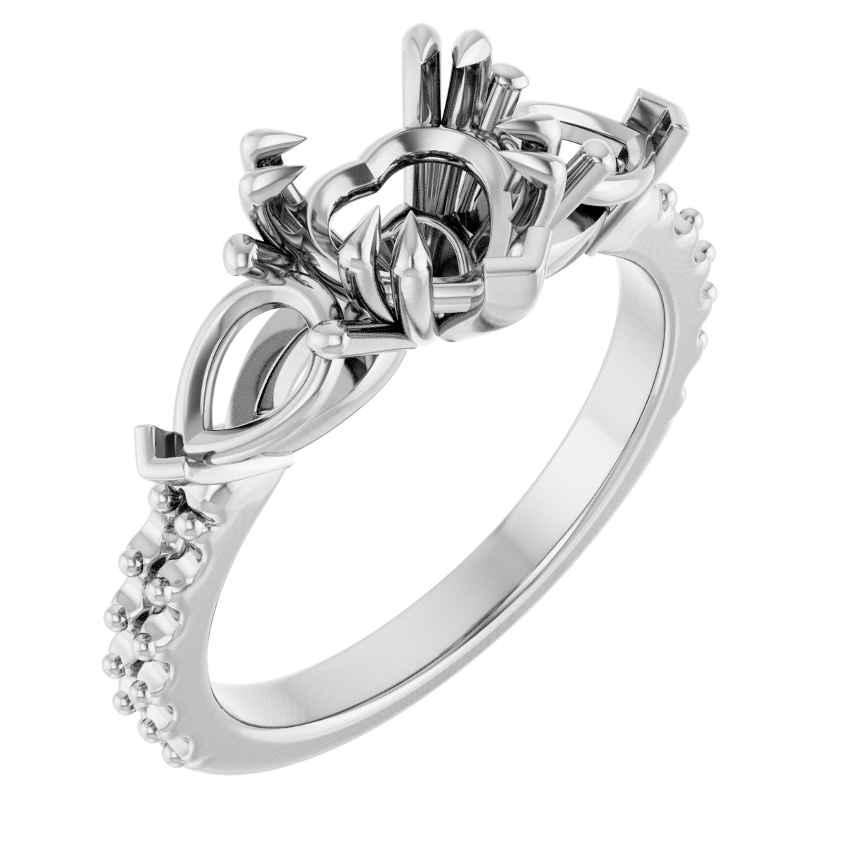 Double Claw-Prong Three-Stone Engagement Ring