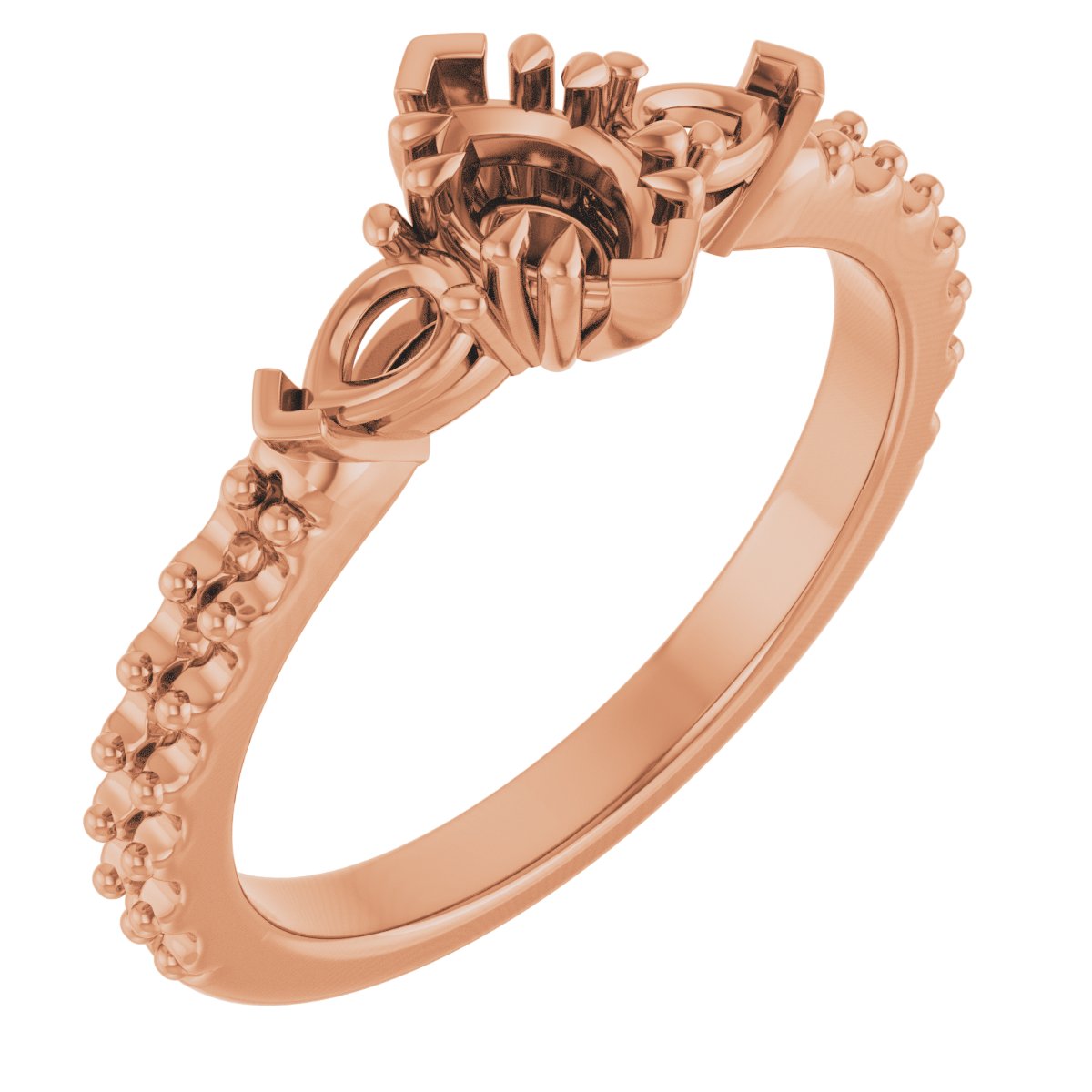Double Claw-Prong Three-Stone Engagement Ring