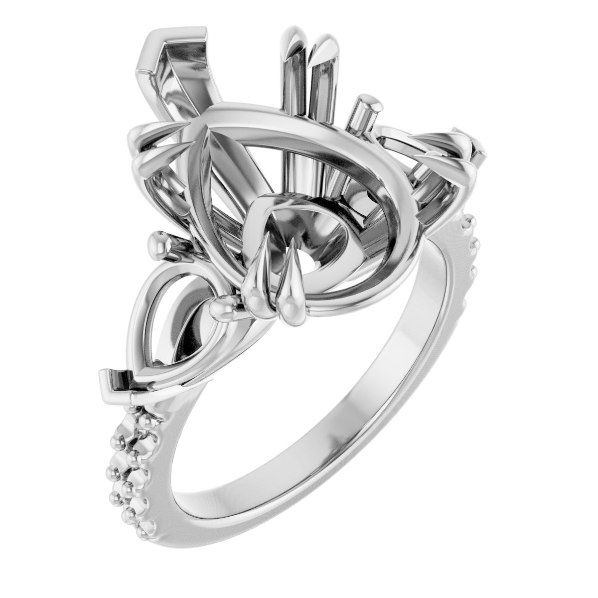 Double Claw-Prong Three-Stone Engagement Ring