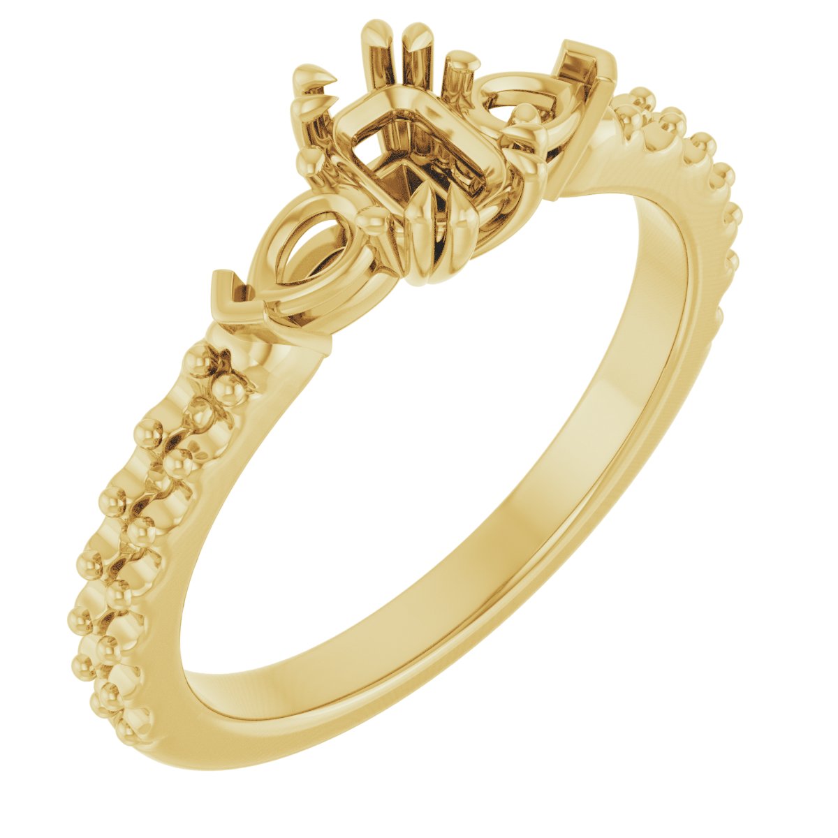Double Claw-Prong Three-Stone Engagement Ring