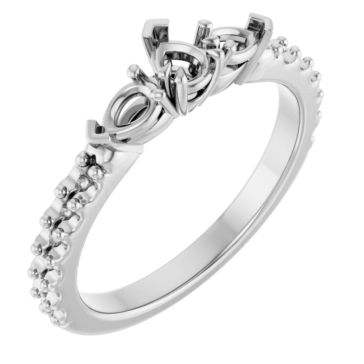 Double Claw-Prong Three-Stone Engagement Ring