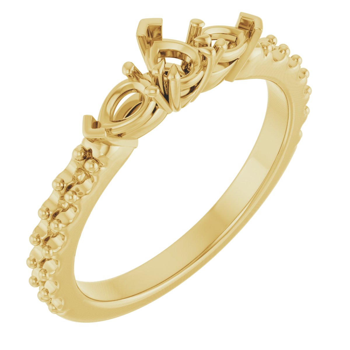 Double Claw-Prong Three-Stone Engagement Ring