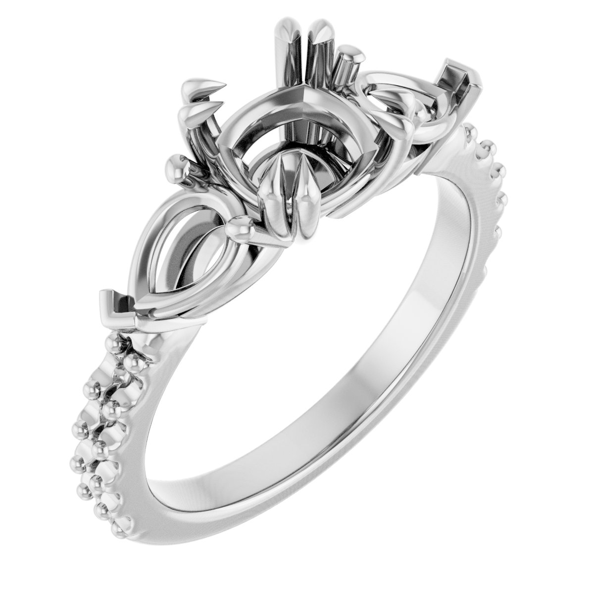 Double Claw-Prong Three-Stone Engagement Ring
