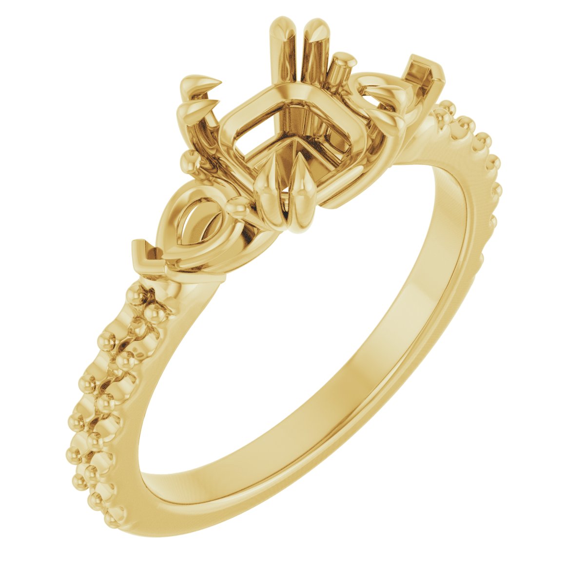 Double Claw-Prong Three-Stone Engagement Ring