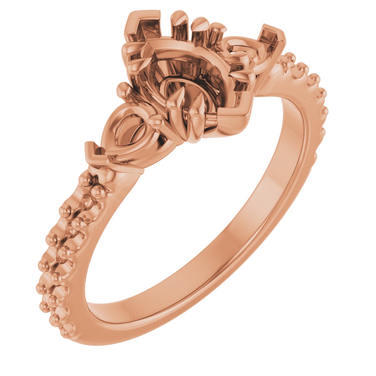 Double Claw-Prong Three-Stone Engagement Ring