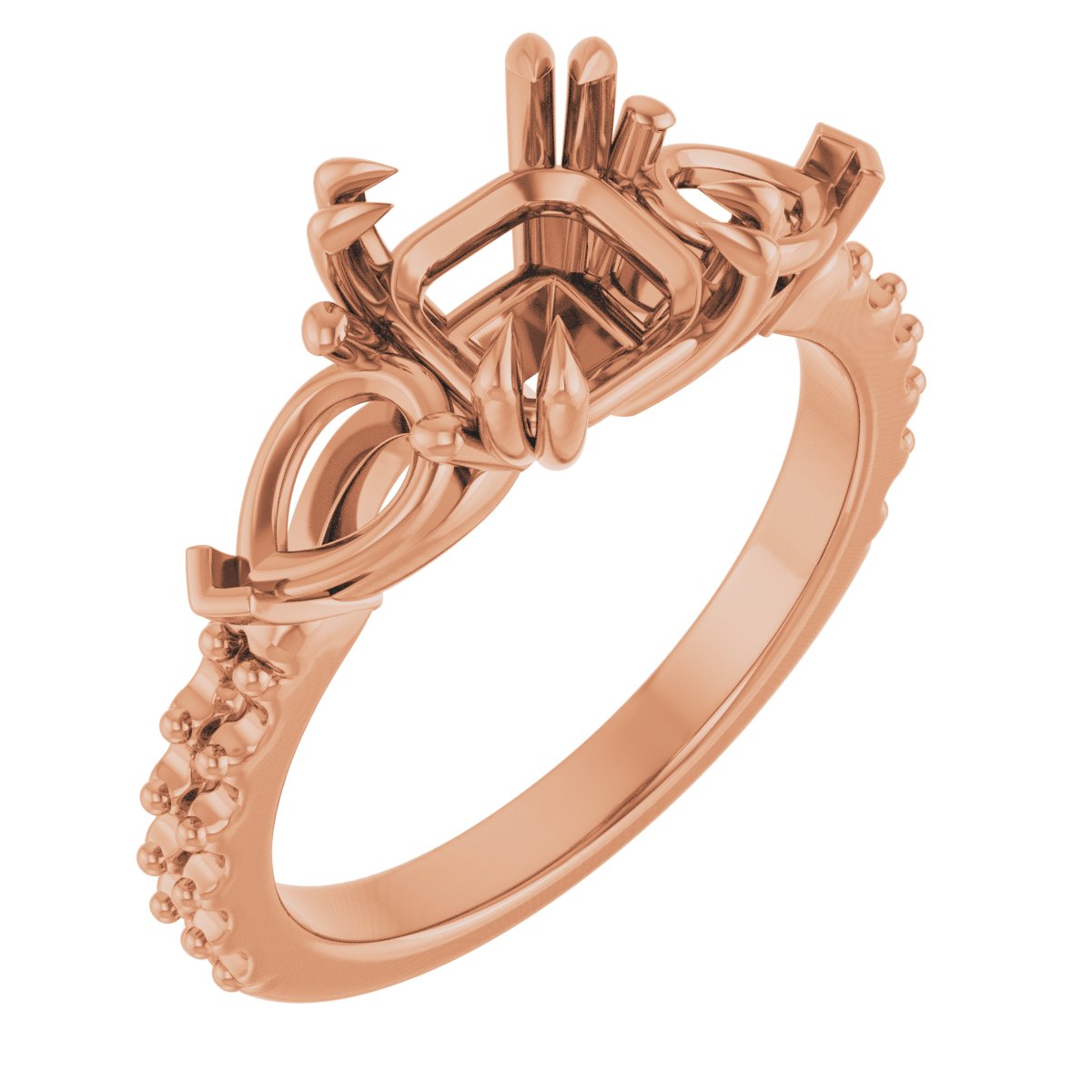 Double Claw-Prong Three-Stone Engagement Ring