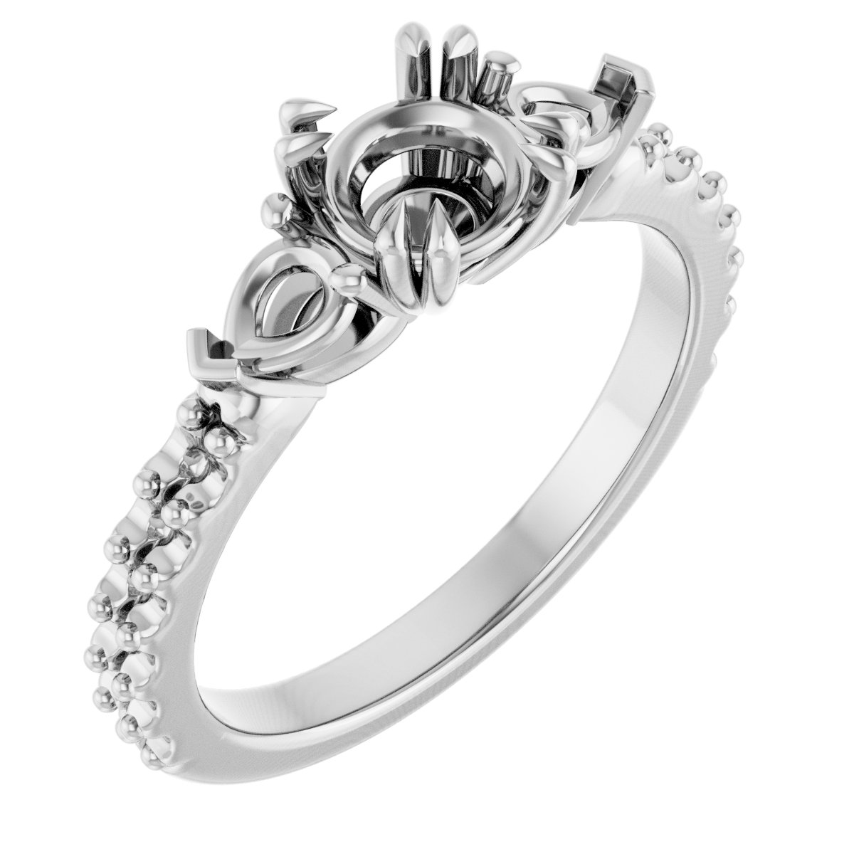 Double Claw-Prong Three-Stone Engagement Ring