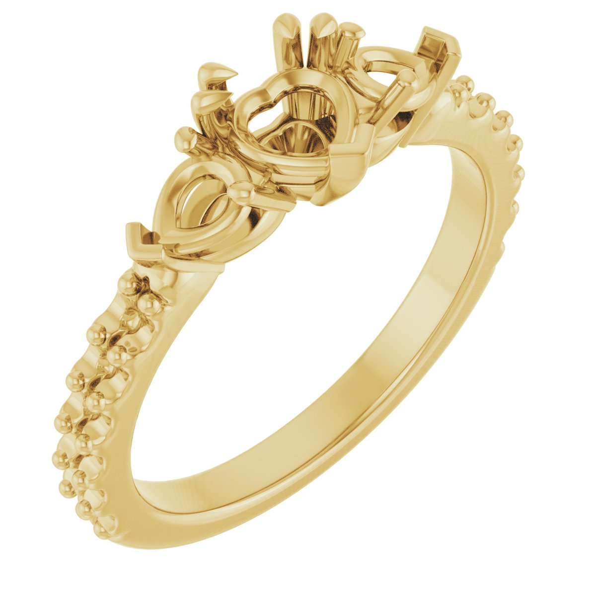 Double Claw-Prong Three-Stone Engagement Ring