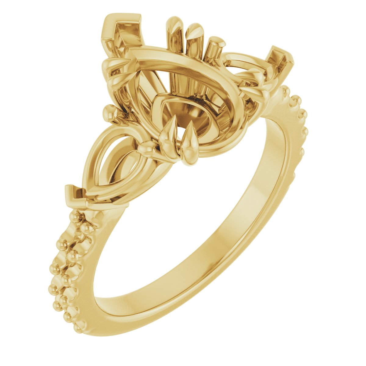 Double Claw-Prong Three-Stone Engagement Ring