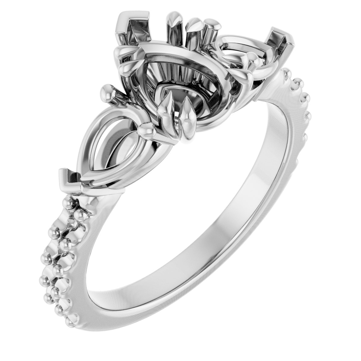 Double Claw-Prong Three-Stone Engagement Ring