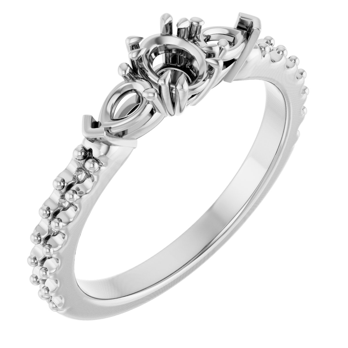 Double Claw-Prong Three-Stone Engagement Ring