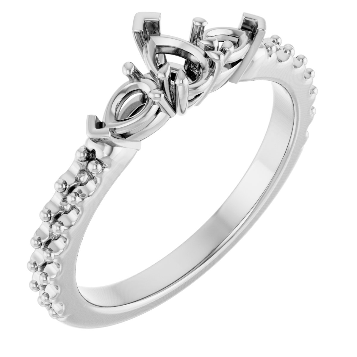 Double Claw-Prong Three-Stone Engagement Ring