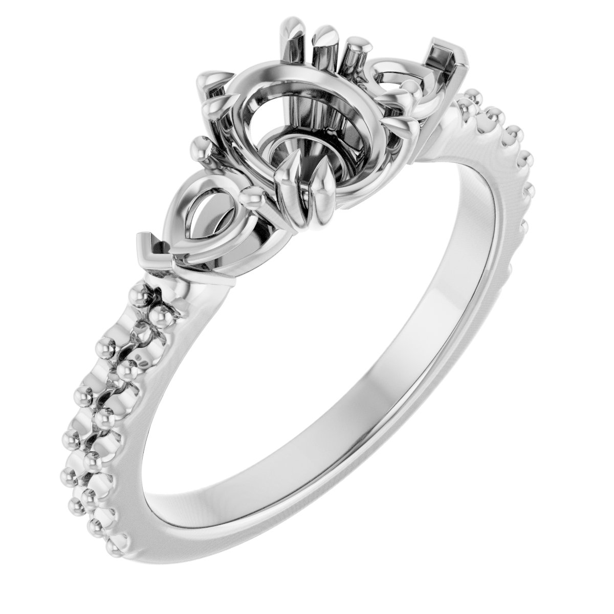 Double Claw-Prong Three-Stone Engagement Ring