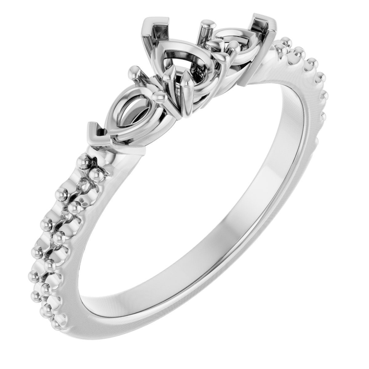 Double Claw-Prong Three-Stone Engagement Ring