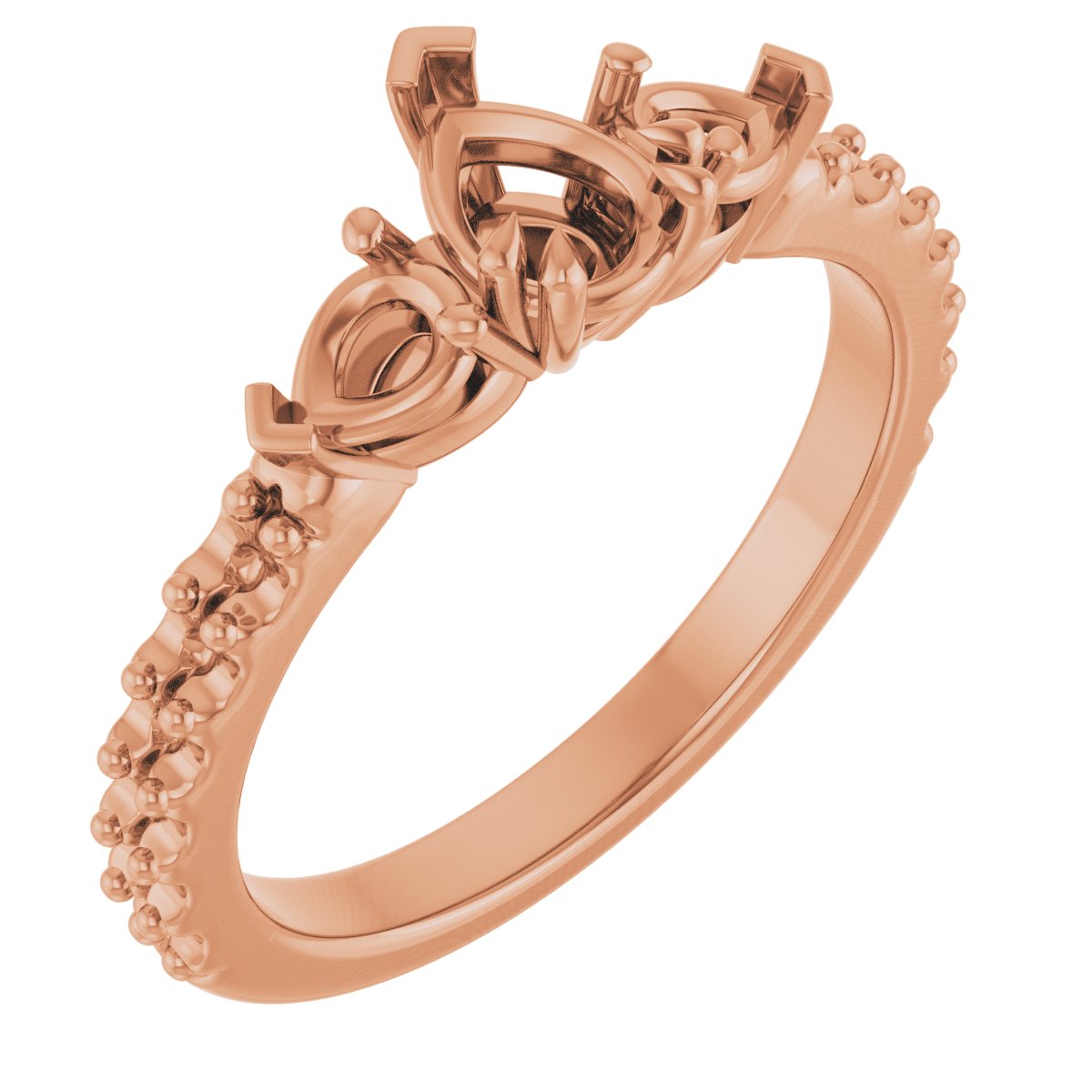 Double Claw-Prong Three-Stone Engagement Ring
