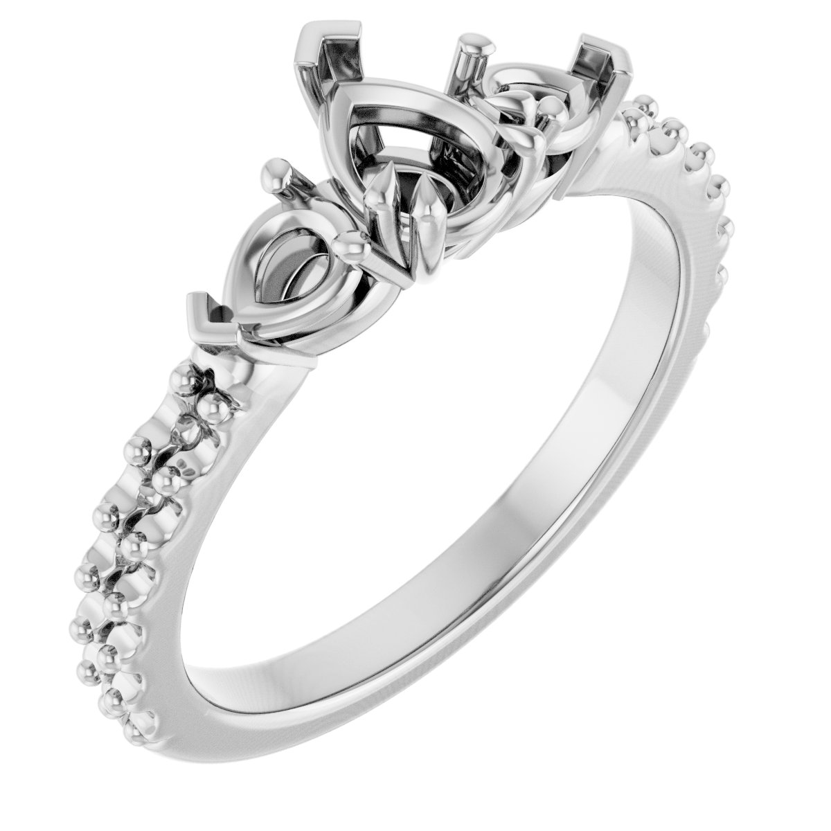 Double Claw-Prong Three-Stone Engagement Ring