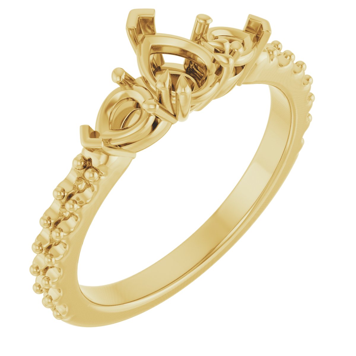 Double Claw-Prong Three-Stone Engagement Ring