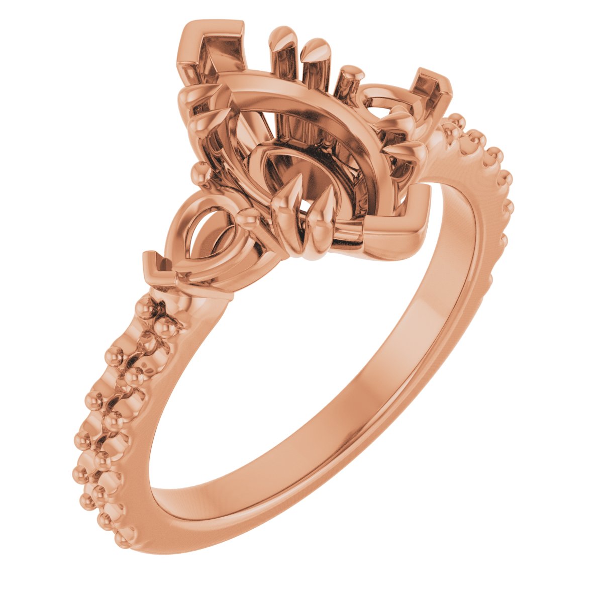 Double Claw-Prong Three-Stone Engagement Ring