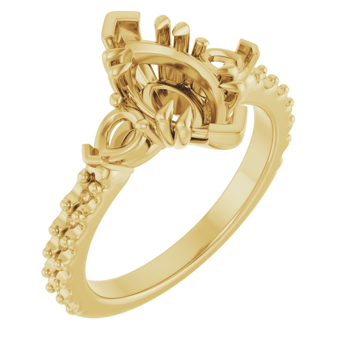 Double Claw-Prong Three-Stone Engagement Ring