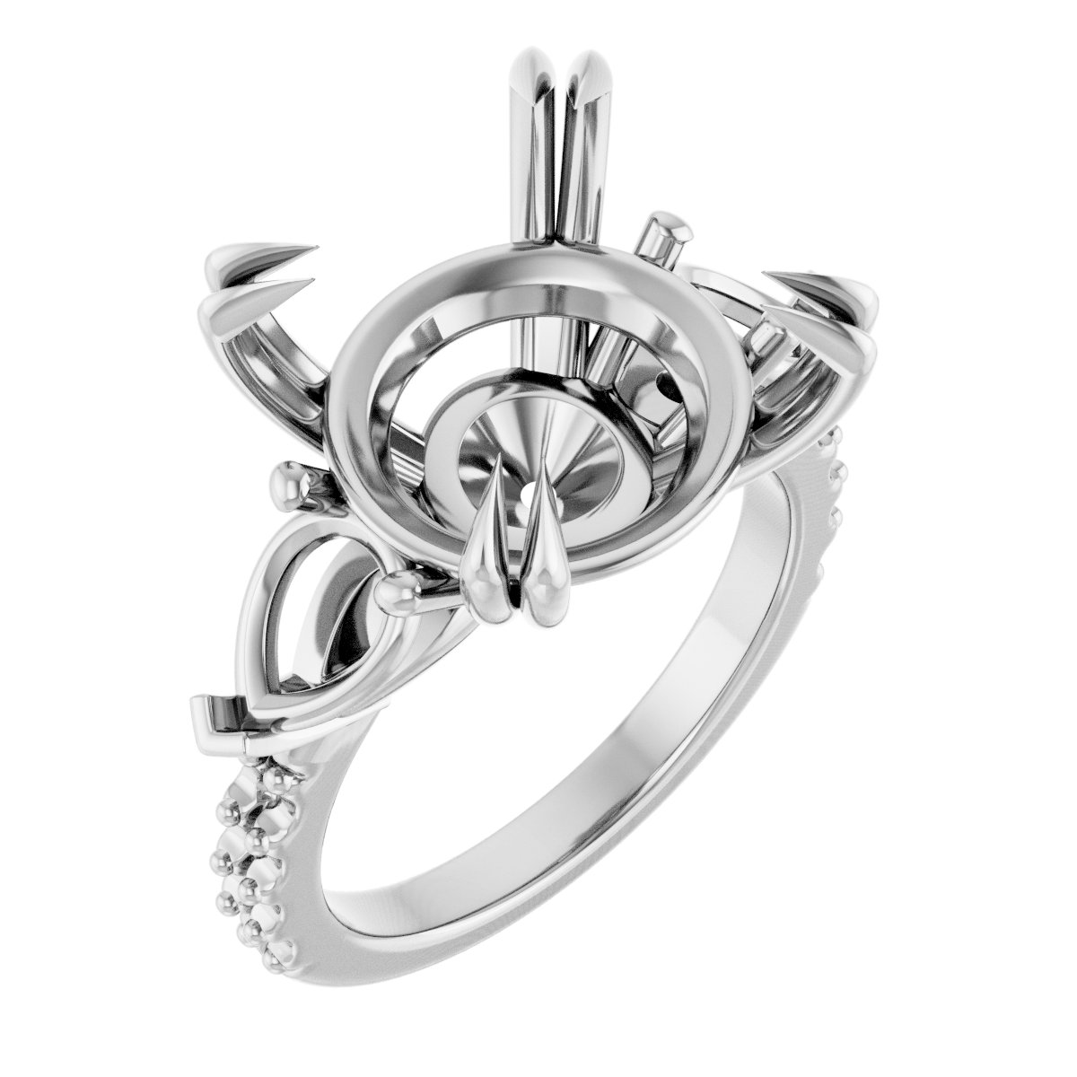 Double Claw-Prong Three-Stone Engagement Ring