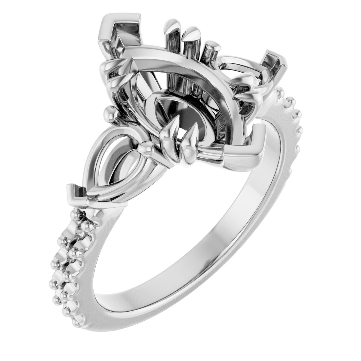 Double Claw-Prong Three-Stone Engagement Ring