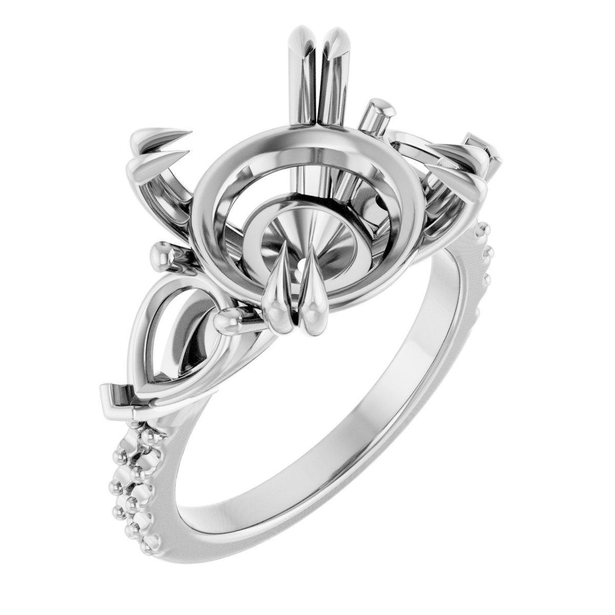 Double Claw-Prong Three-Stone Engagement Ring