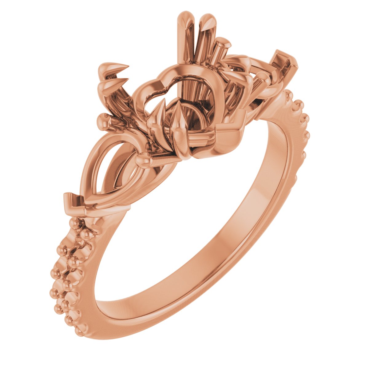 Double Claw-Prong Three-Stone Engagement Ring