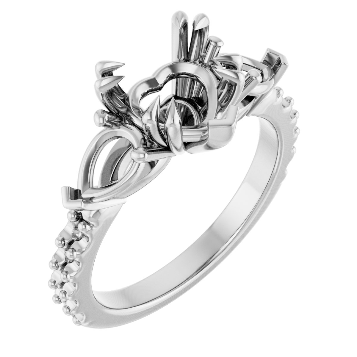 Double Claw-Prong Three-Stone Engagement Ring