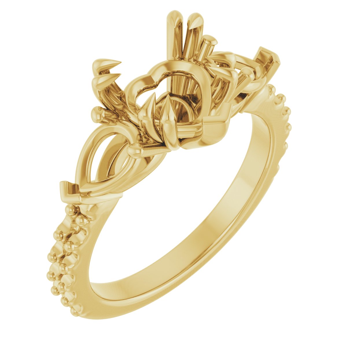 Double Claw-Prong Three-Stone Engagement Ring