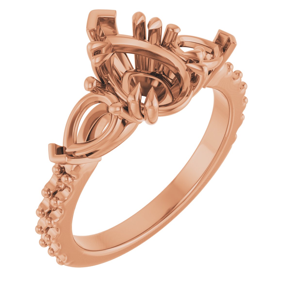 Double Claw-Prong Three-Stone Engagement Ring
