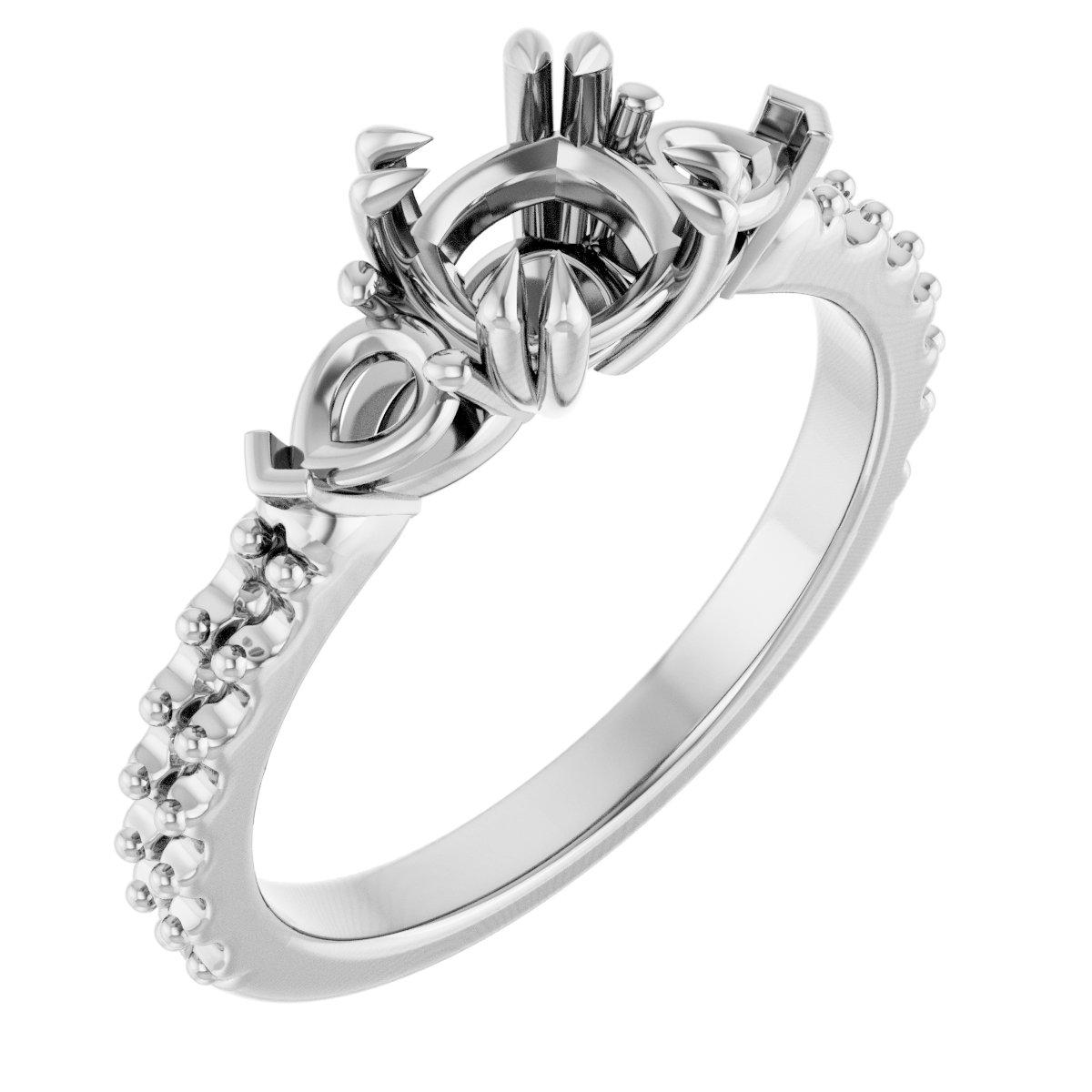 Double Claw-Prong Three-Stone Engagement Ring