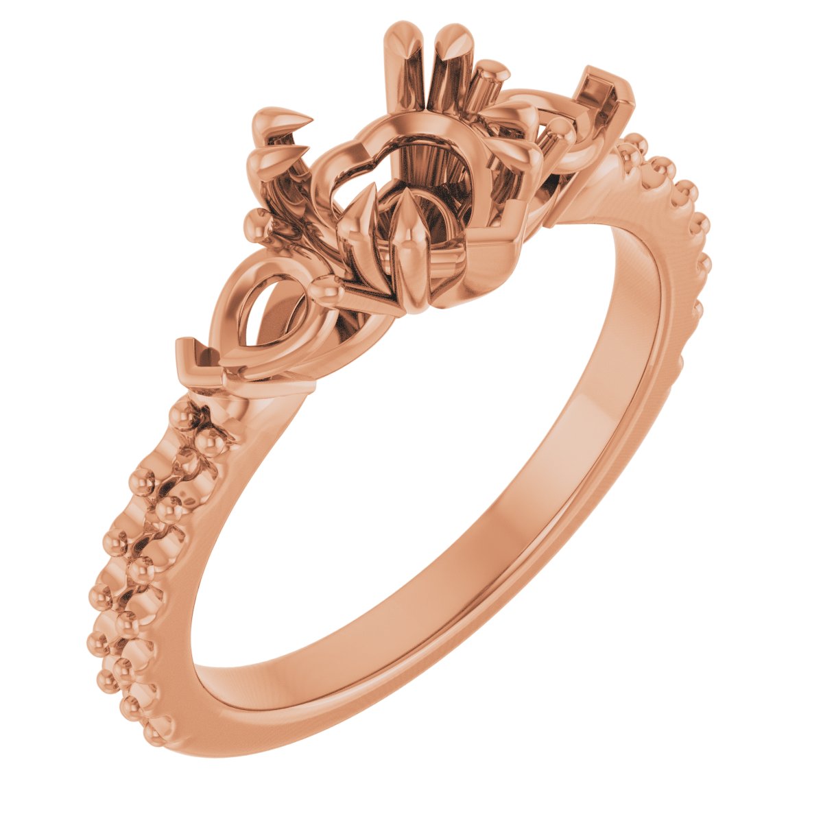Double Claw-Prong Three-Stone Engagement Ring