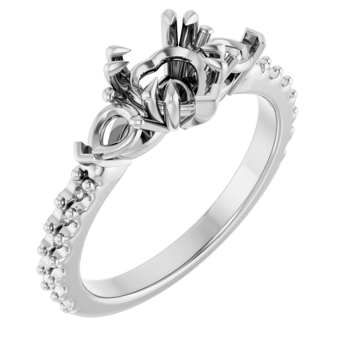 Double Claw-Prong Three-Stone Engagement Ring