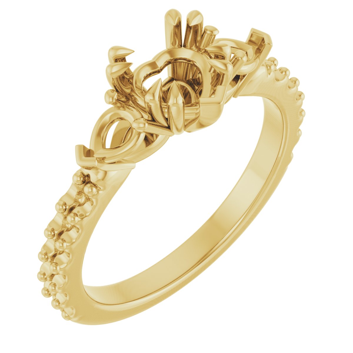 Double Claw-Prong Three-Stone Engagement Ring