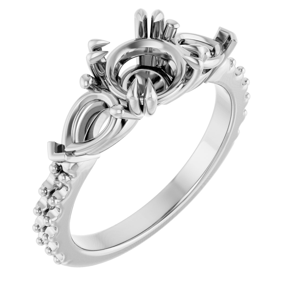 Double Claw-Prong Three-Stone Engagement Ring