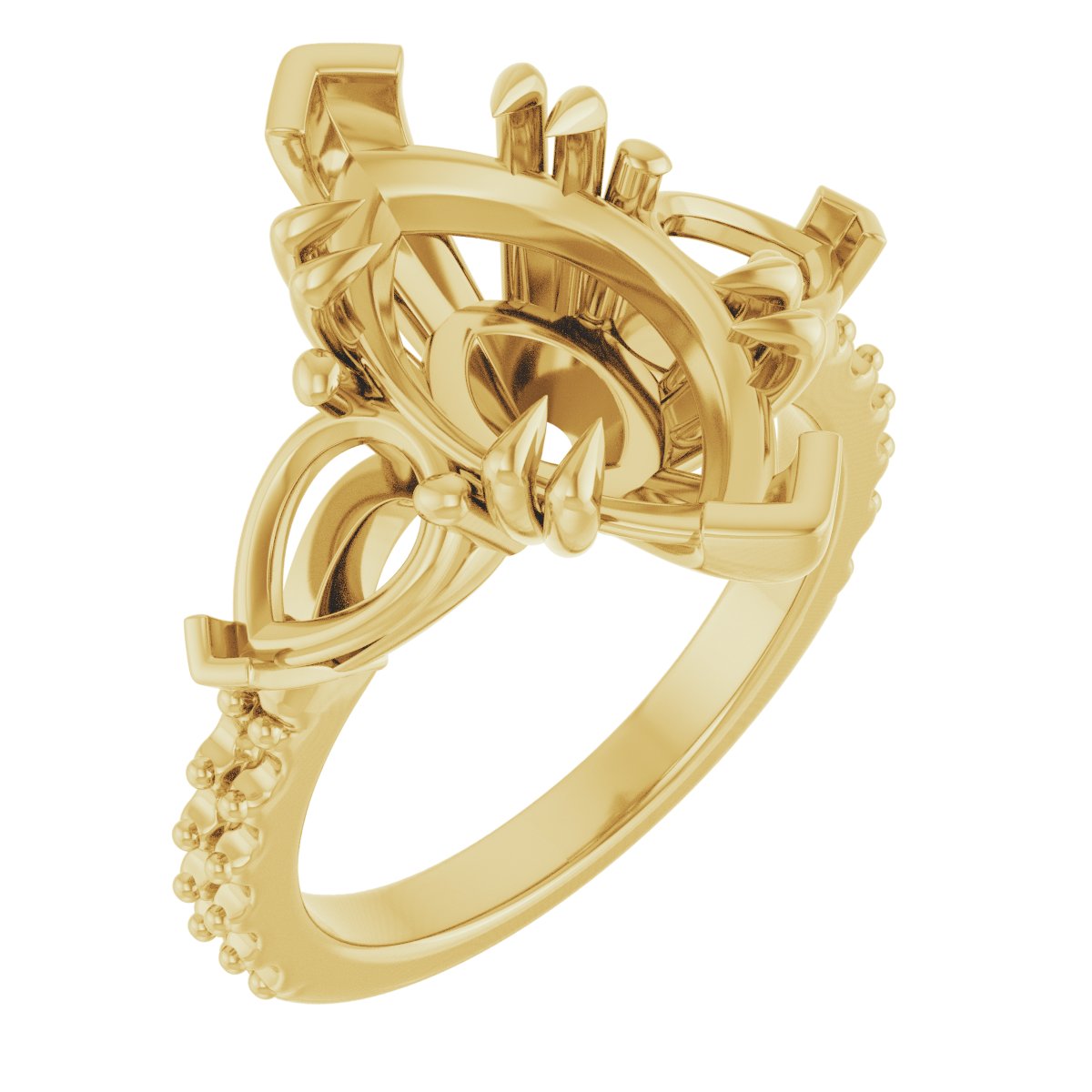 Double Claw-Prong Three-Stone Engagement Ring