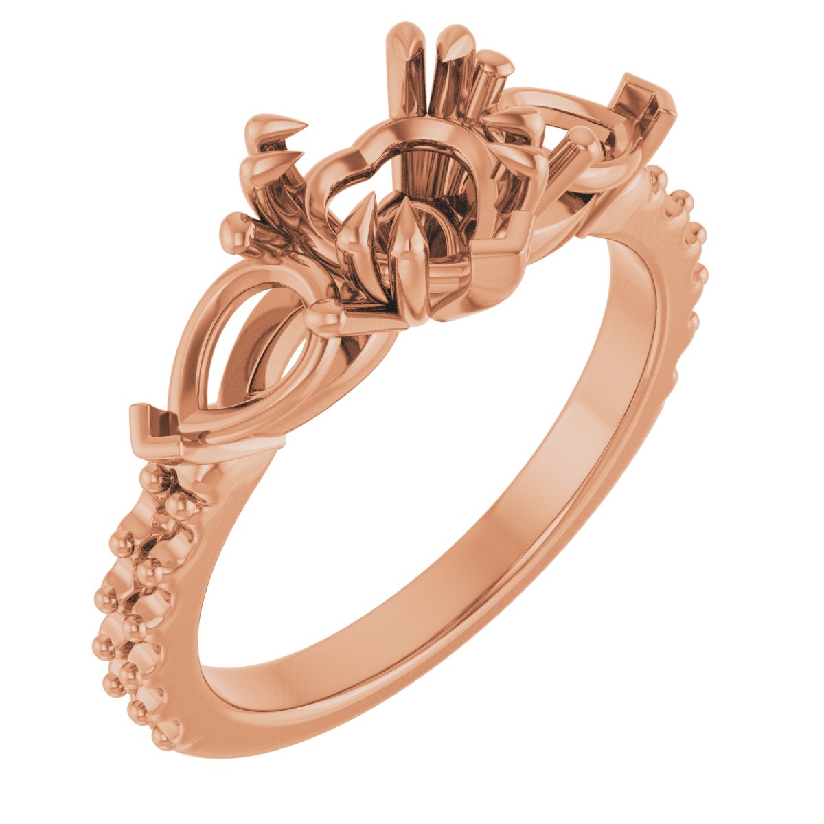 Double Claw-Prong Three-Stone Engagement Ring