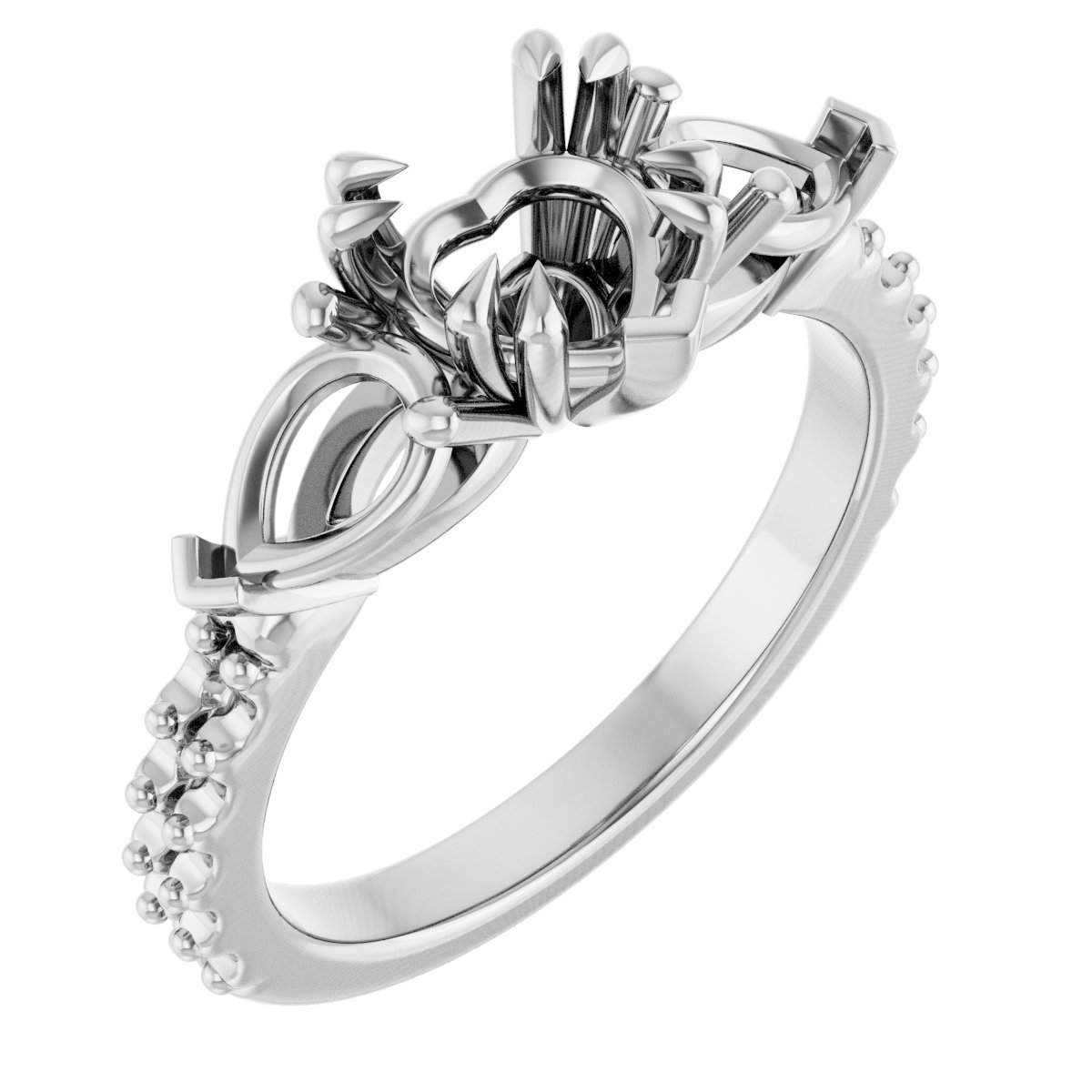 Double Claw-Prong Three-Stone Engagement Ring