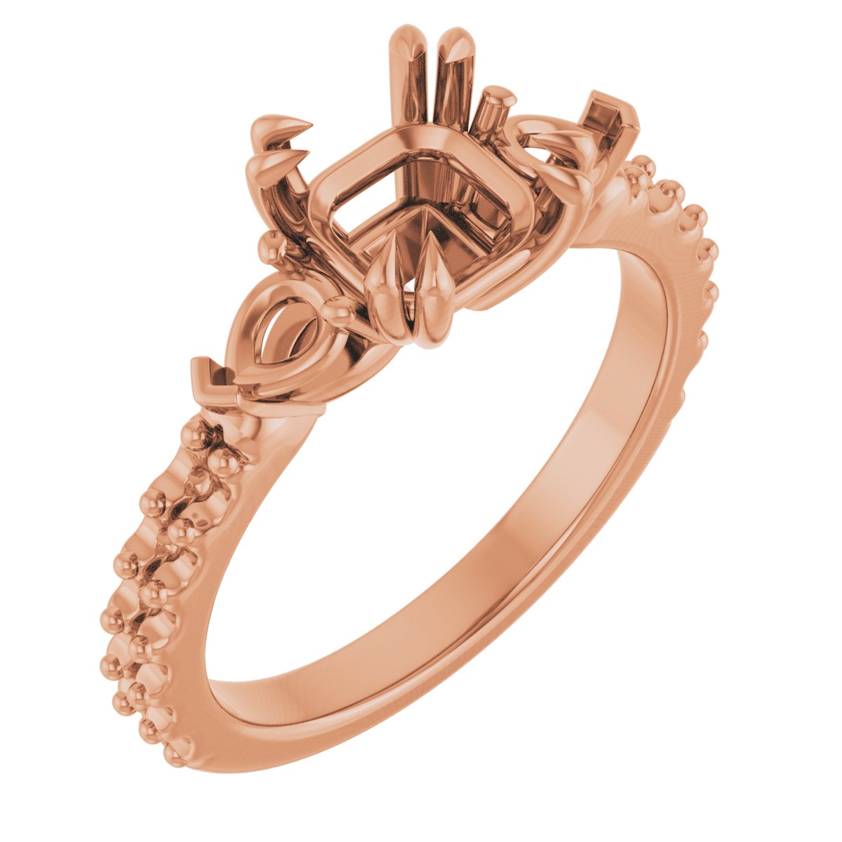 Double Claw-Prong Three-Stone Engagement Ring