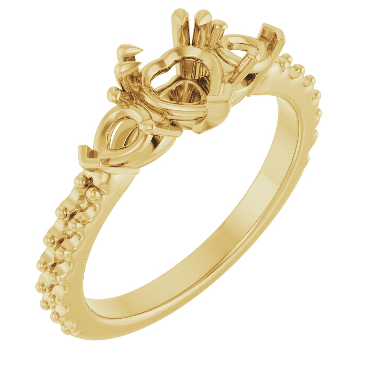 Double Claw-Prong Three-Stone Engagement Ring