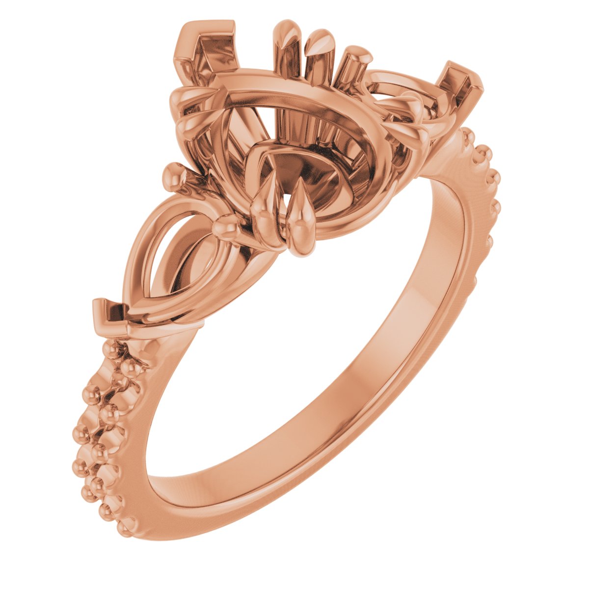Double Claw-Prong Three-Stone Engagement Ring