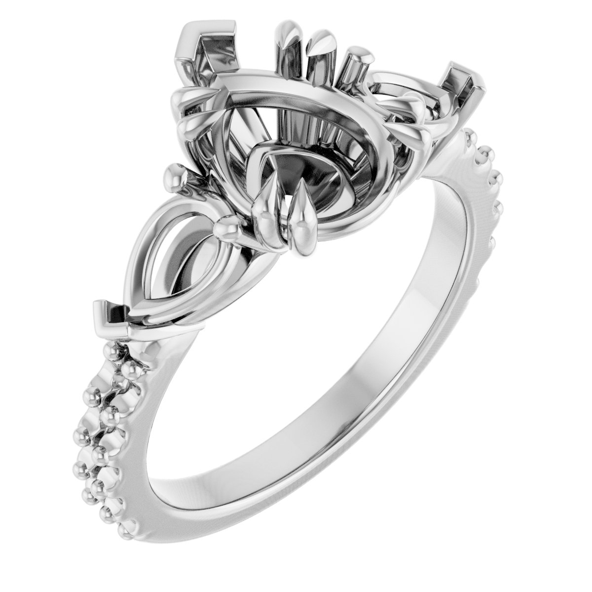 Double Claw-Prong Three-Stone Engagement Ring