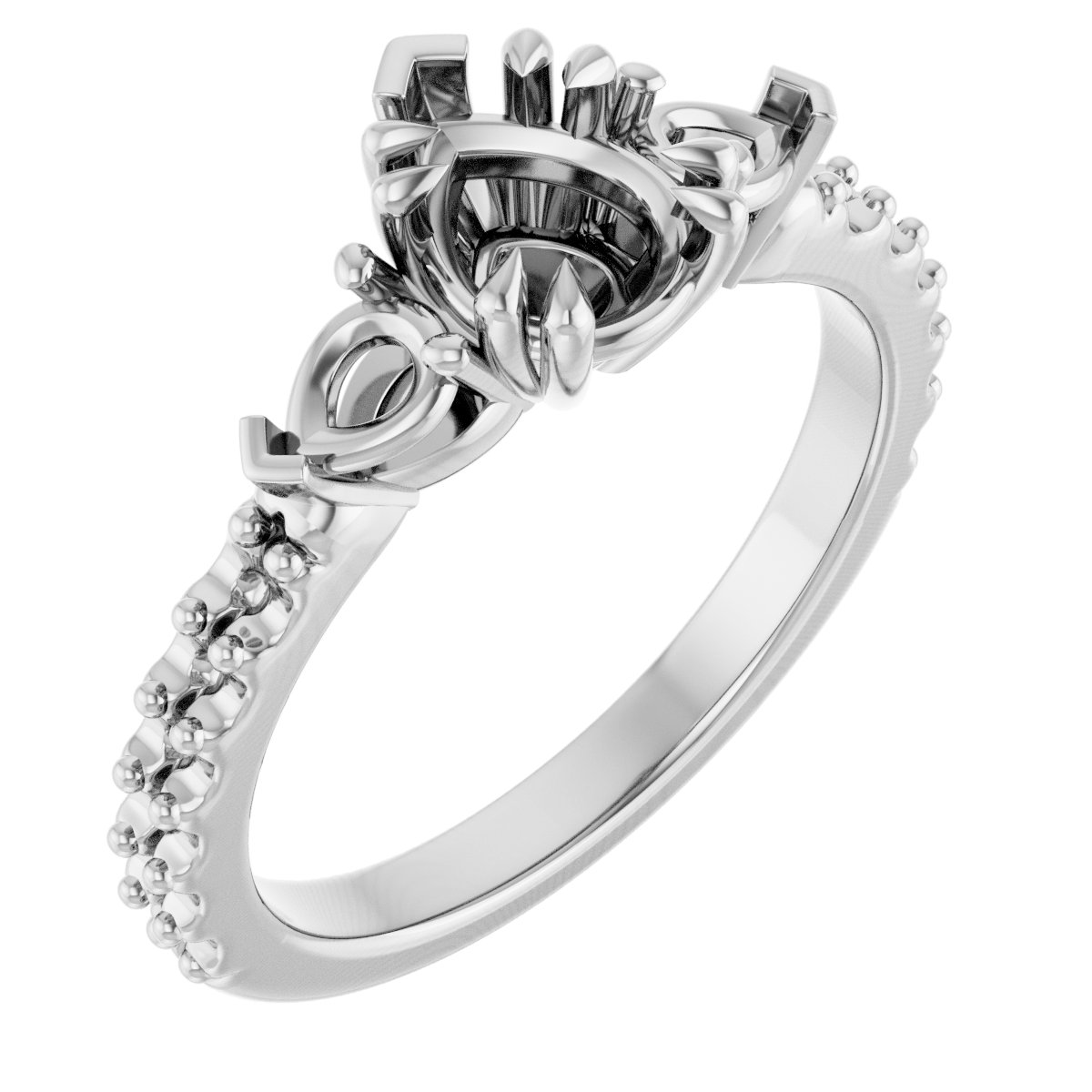Double Claw-Prong Three-Stone Engagement Ring