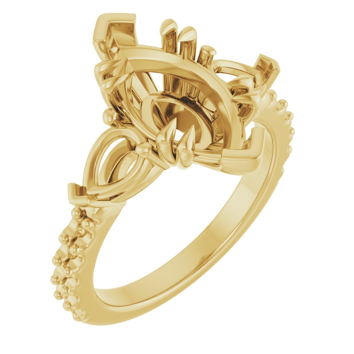 Double Claw-Prong Three-Stone Engagement Ring