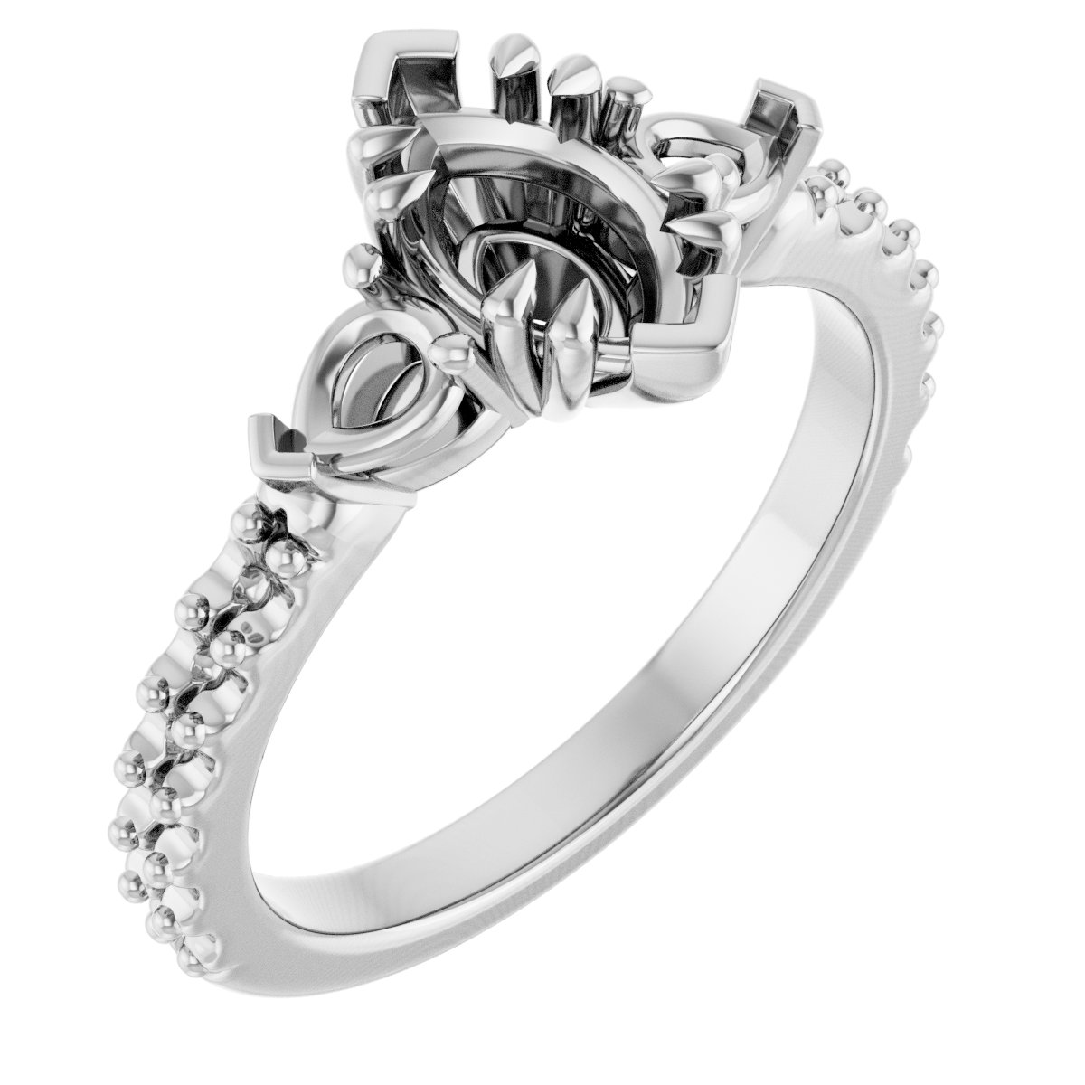 Double Claw-Prong Three-Stone Engagement Ring