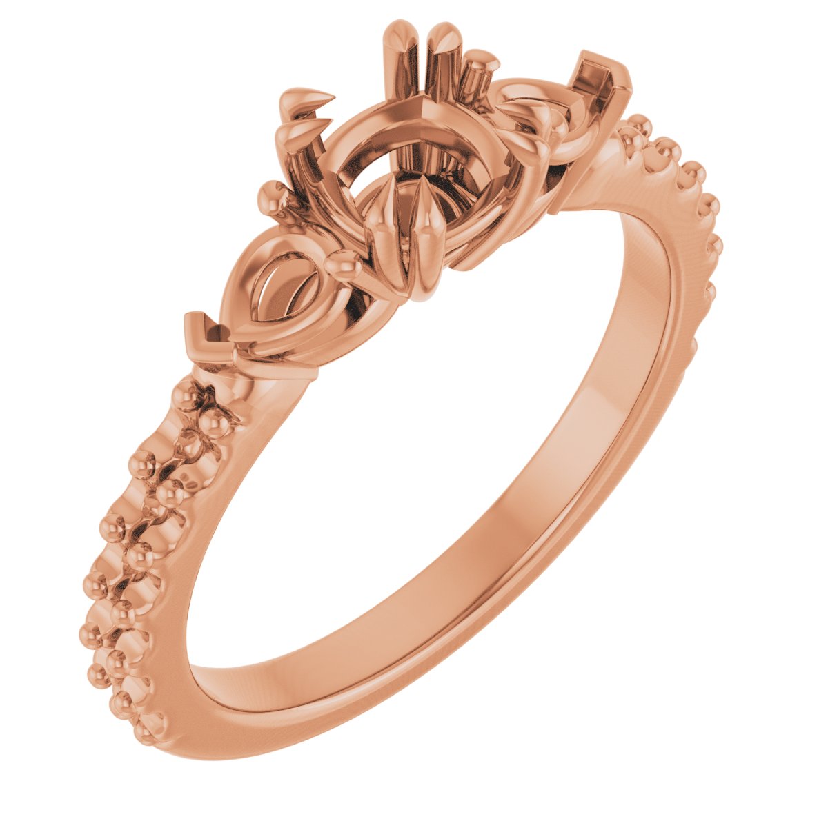 Double Claw-Prong Three-Stone Engagement Ring