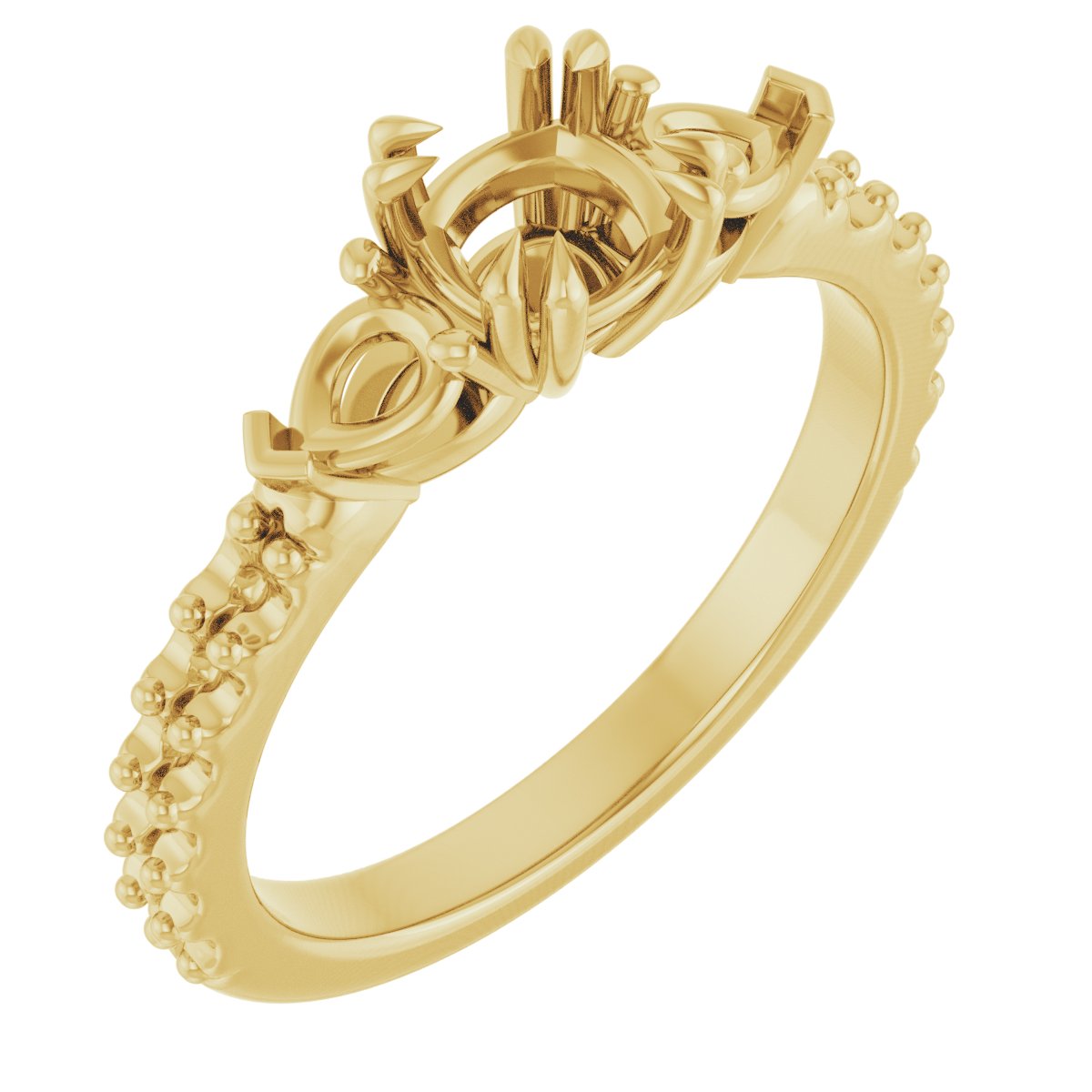 Double Claw-Prong Three-Stone Engagement Ring